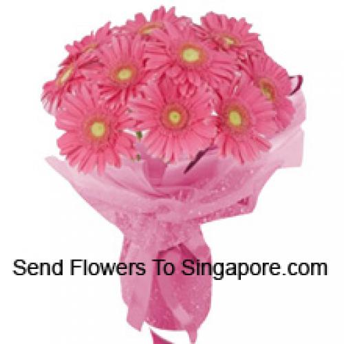 12 Pink Gerberas hand Bunch