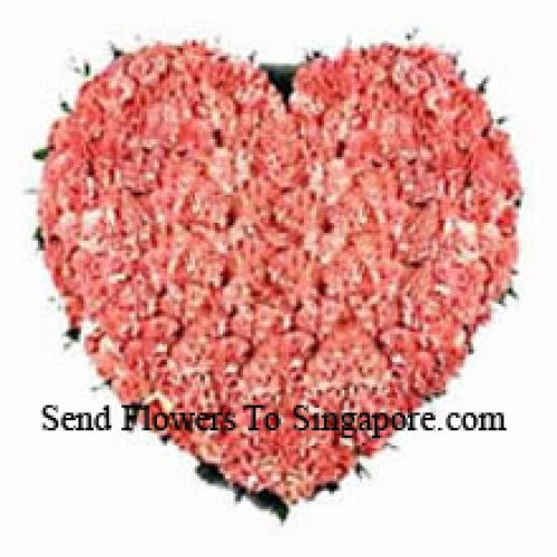 100 Pink Heart Carnations