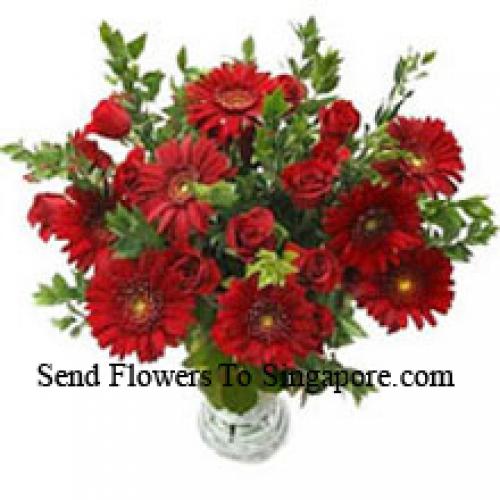 Cute Roses and Gerberas in Vase